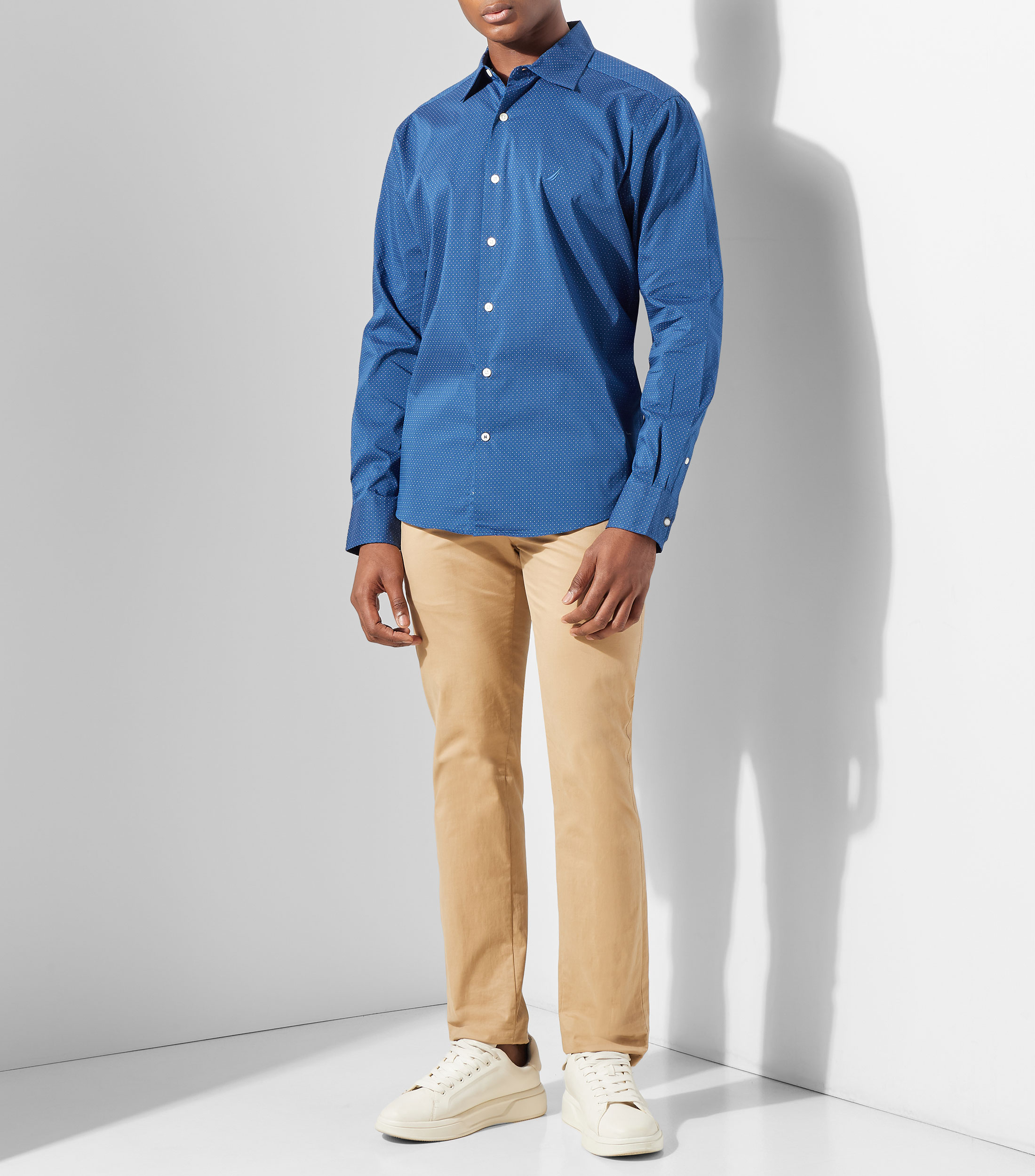 Camisa con polkadots manga larga Hombre